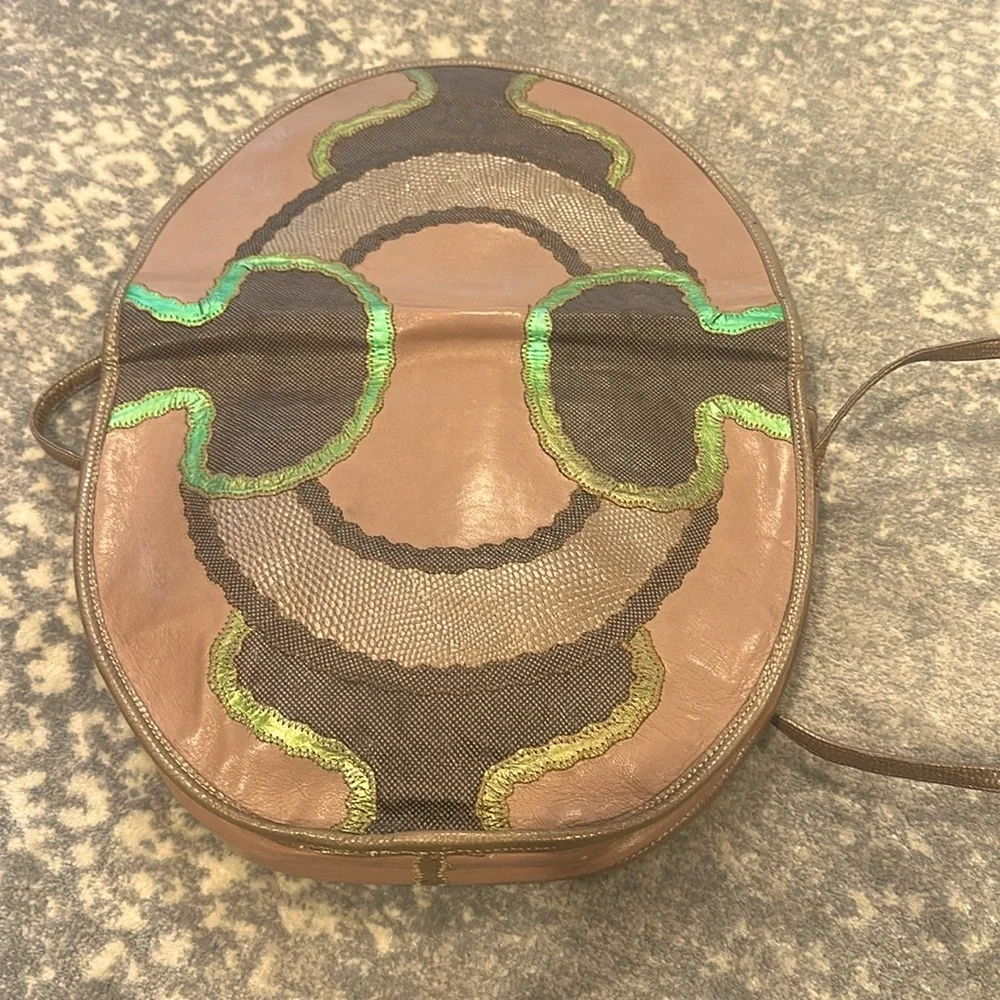 CARLOS FALCHI MULTI  SKIN BAG IN BROWNS AND BRONZE AND GREEN VINTAGE
